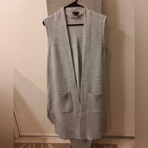 J.Crew Long Vest Gray Sleeveless Open Cardigan - Length 38inches